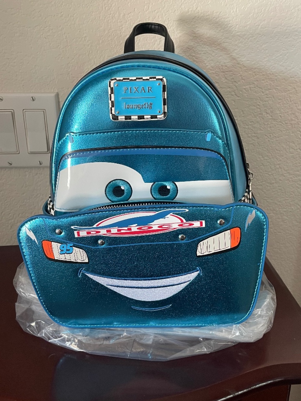 Loungefly Dinoco Lightning McQueen Mini Backpack NWT